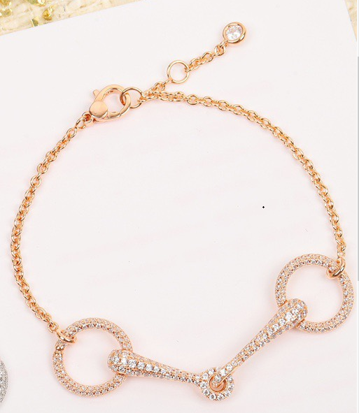 full diamond horseshoe belt buckle hollow ot bracelet sla76