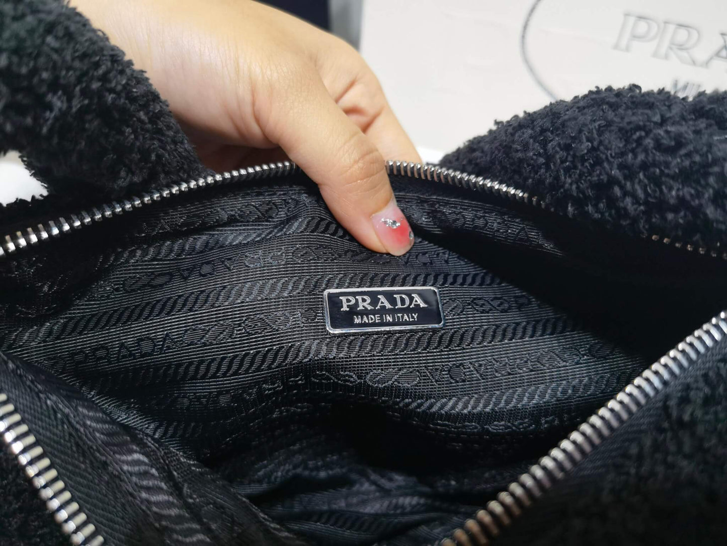 1ne043 black new terry fabric armpit bag subaxillary bag clutch bag