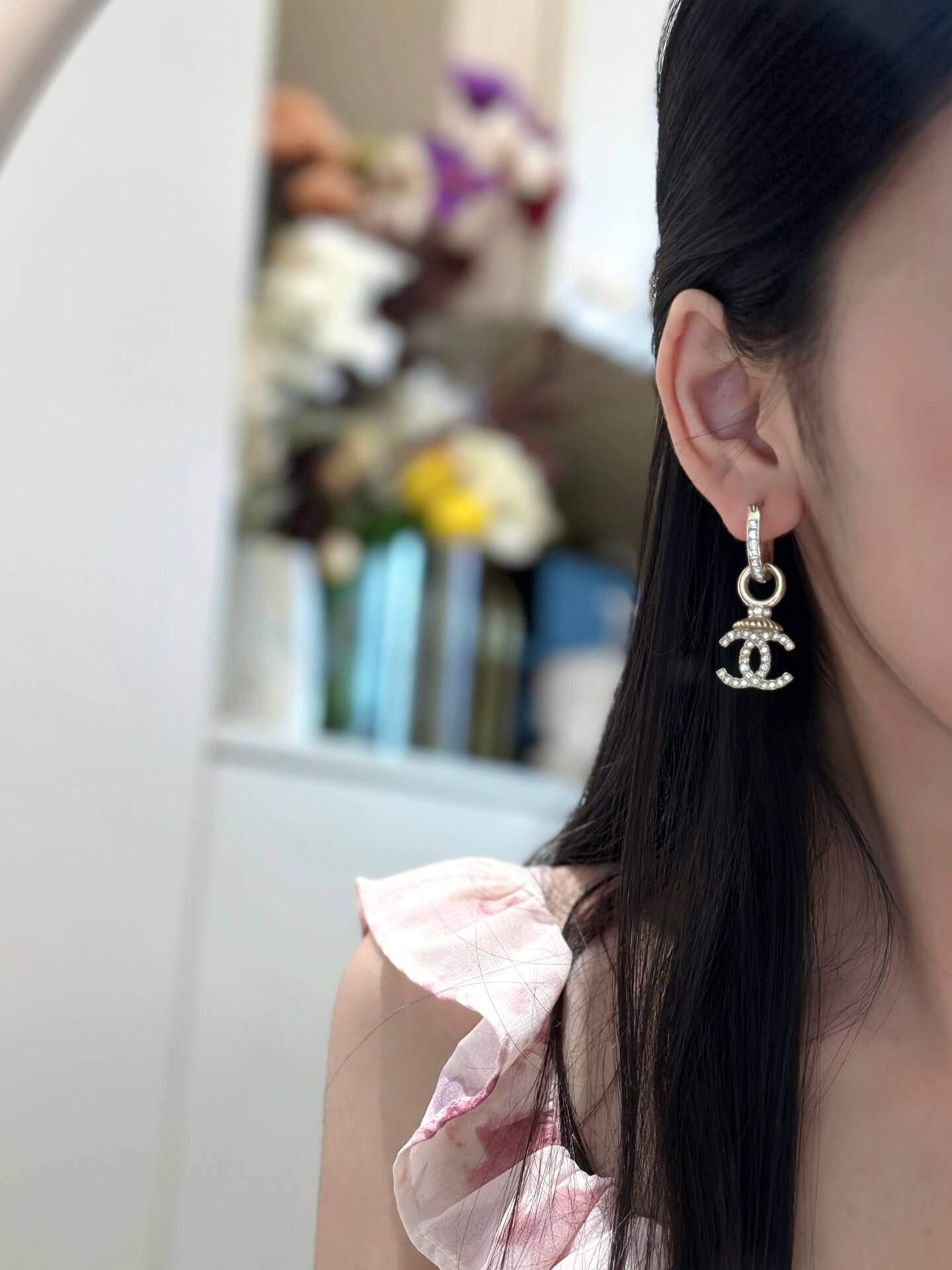 2023 new gold double c full diamond style versatile ear buckle