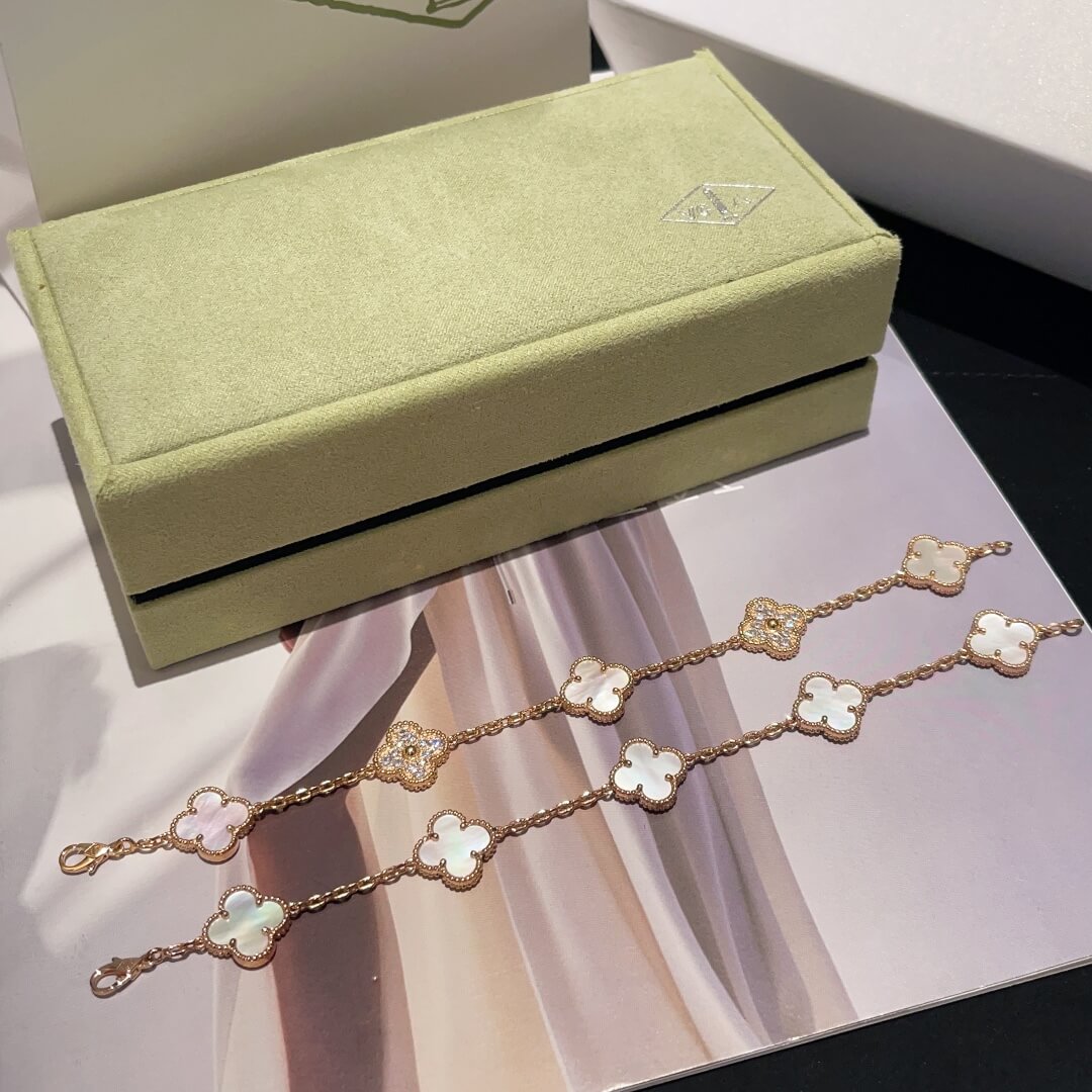 2023 new summer luxury four leaf grass five flower bracelet rose gold slvca5c01