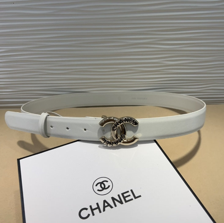 Chanel Belt white silver buckle A26301