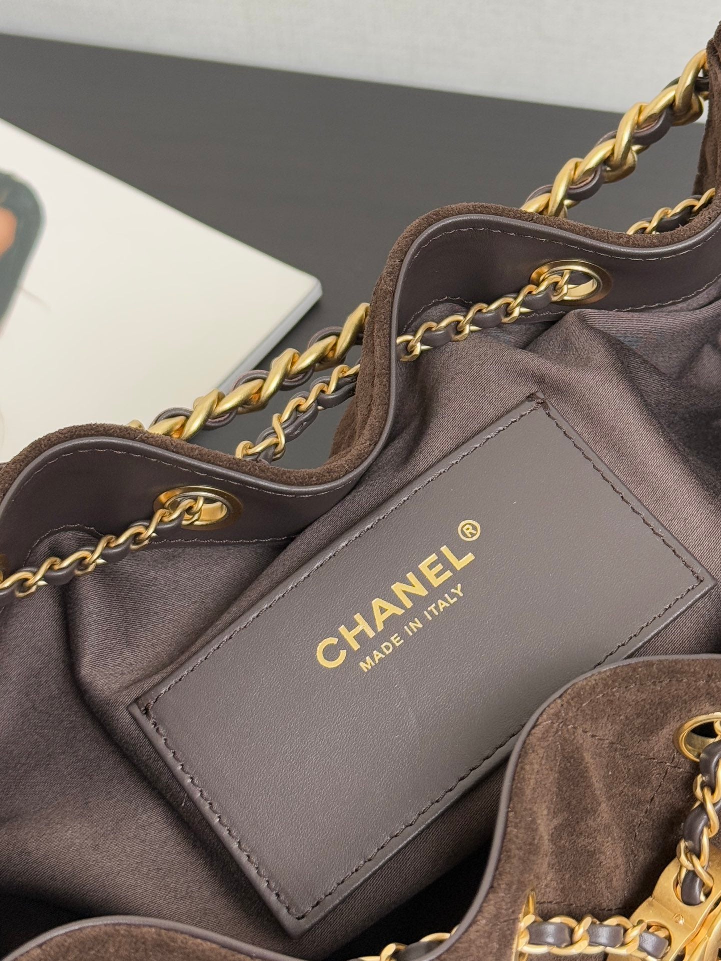 Chanel 25kHOBO Bag Dark Brown Suede Leather 30cm YL15930