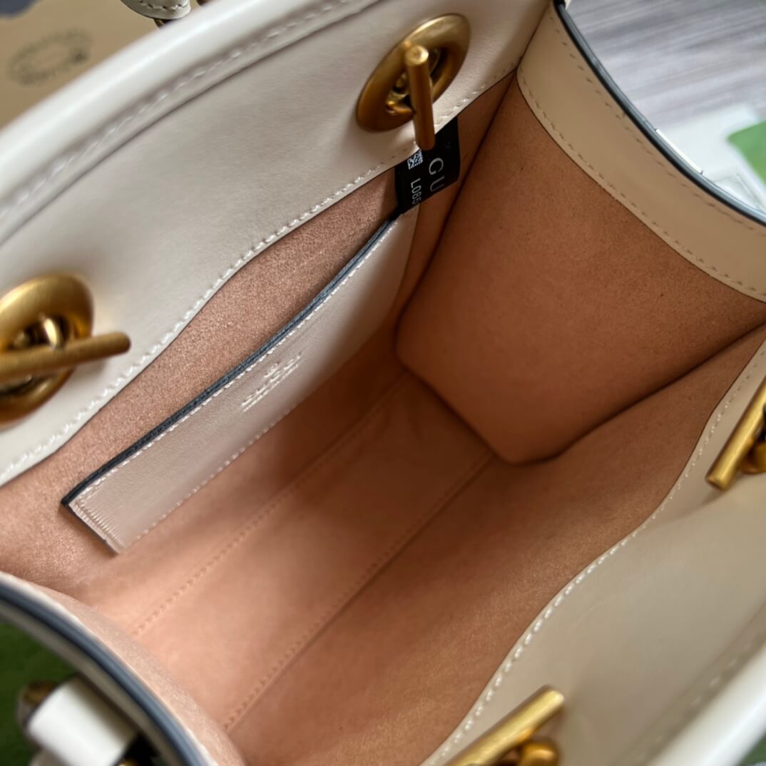 696123 gg mini handbag 16cm white cowhide real leather shoulder bag cross body bags handbag