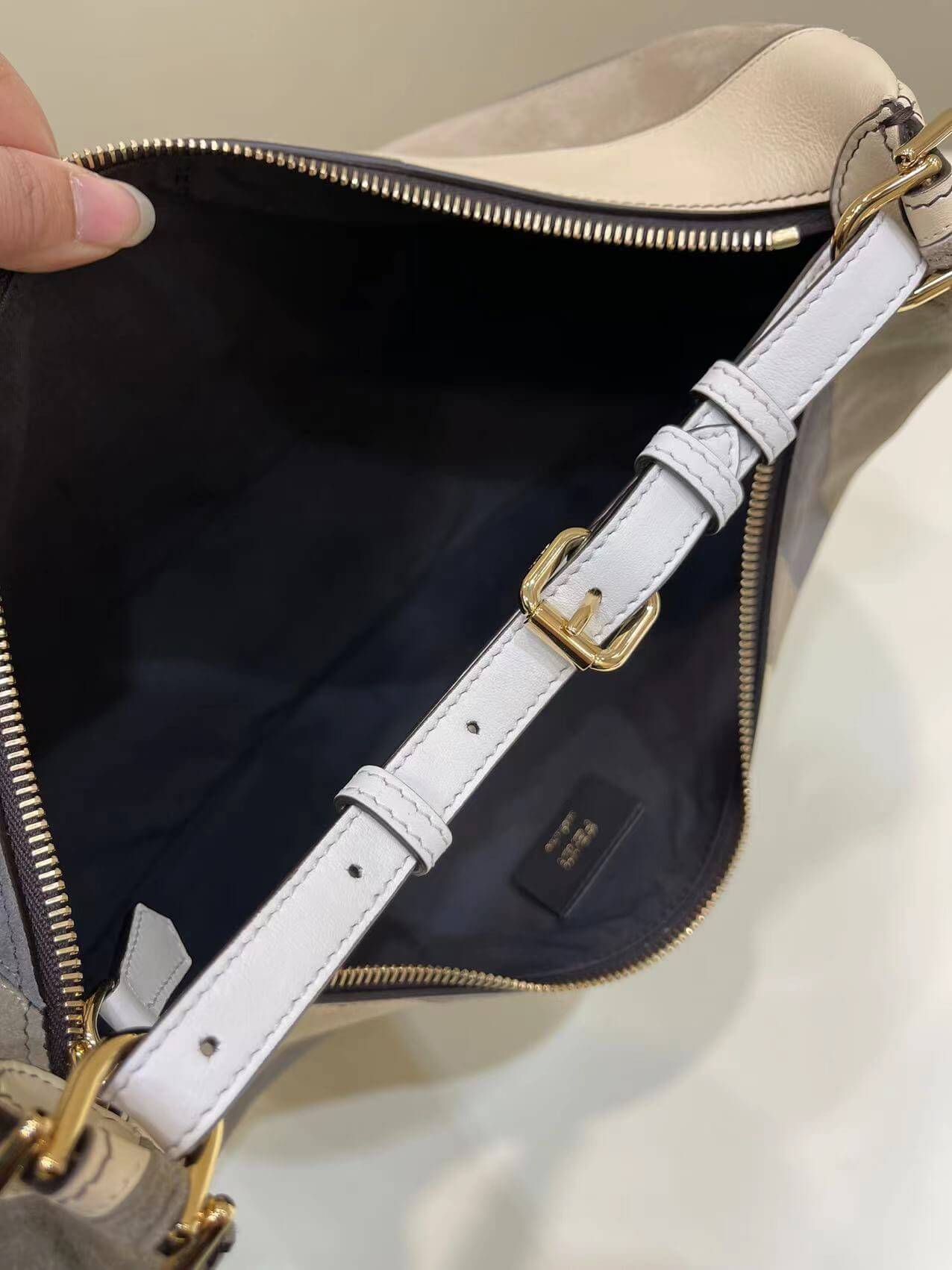 80056 fd fendigraphy small purple silver leather bag