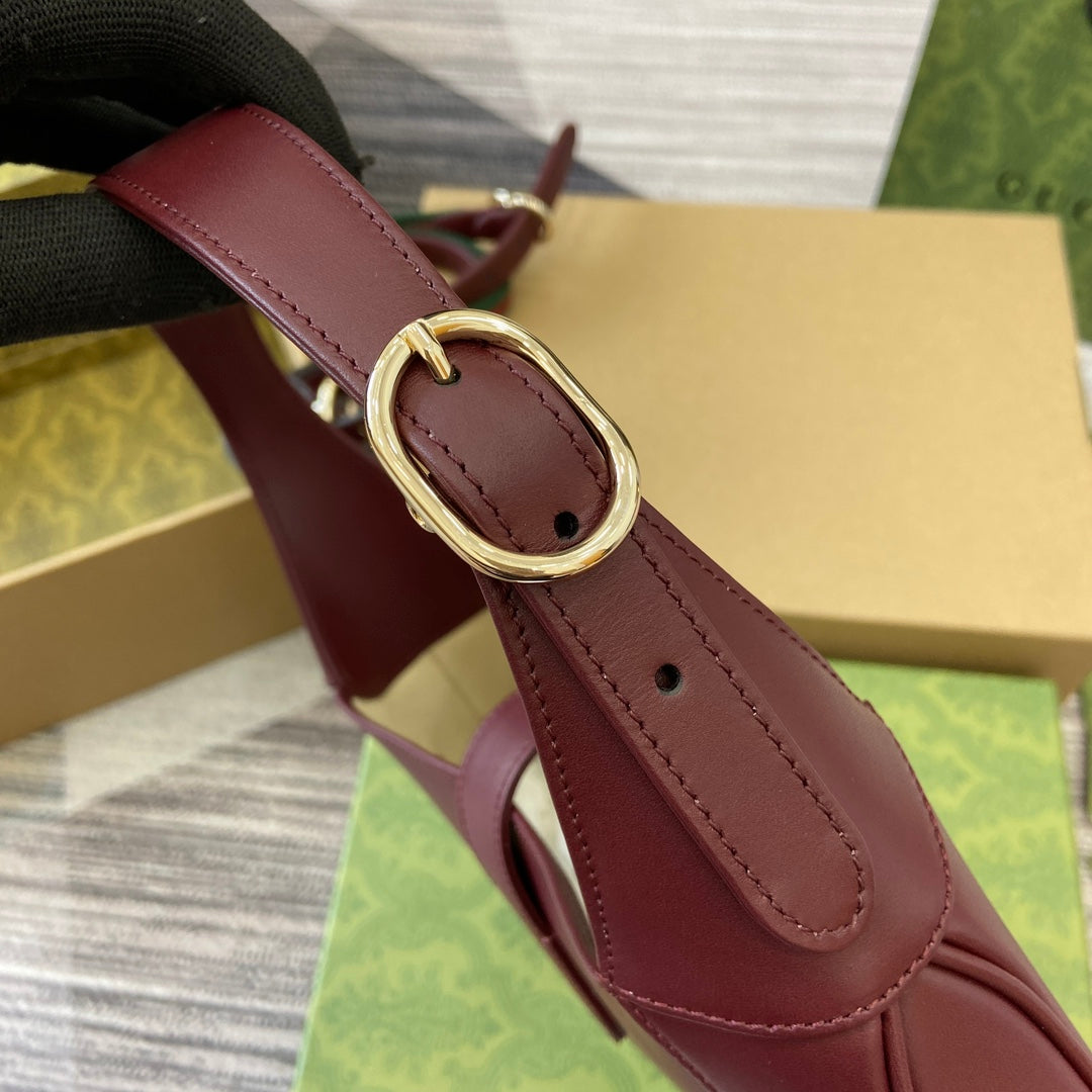 GC Jackie handbag shoulder bag plain leather 810232 wine red