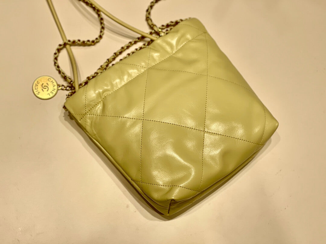 cha as3980 chan 22 mini handbag calfskin light yellow