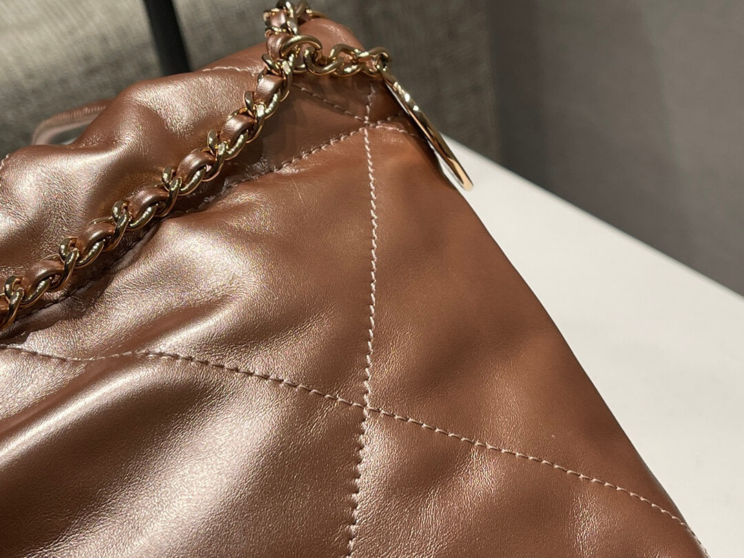 cha as3980 chan 22 mini handbag calfskin light metal pink