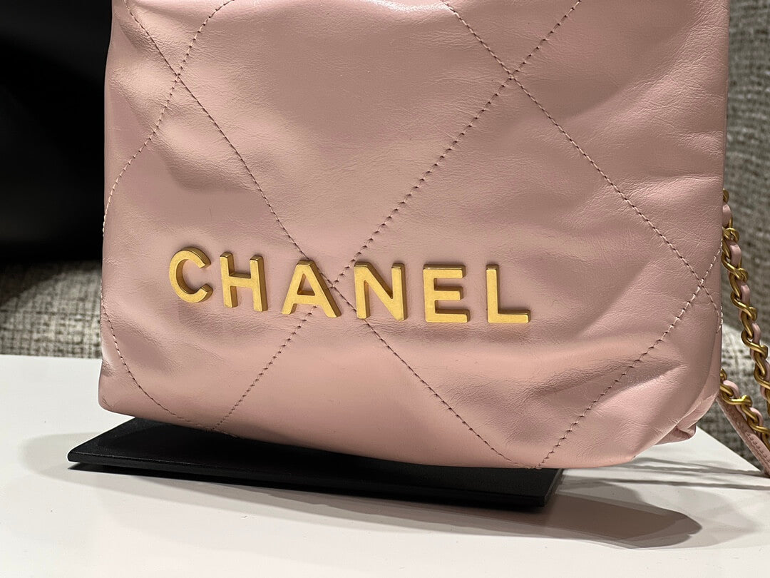 cha as3980 chan 22 mini handbag calfskin light pink