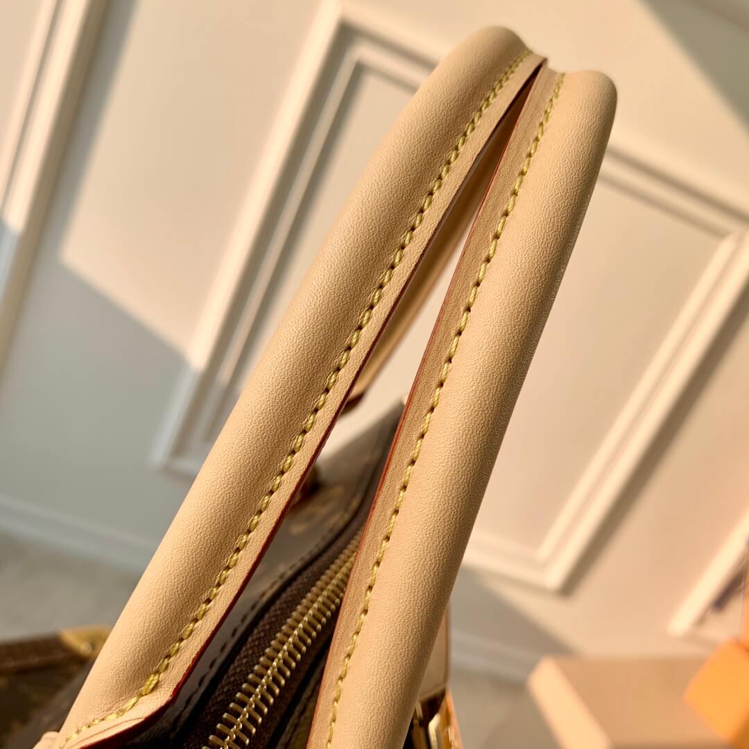 m45987 boetie mm monogram real leather trim brown