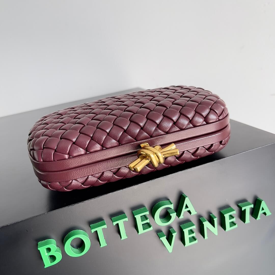 bv knot clutch bag 717622 prismatic maroon wine red