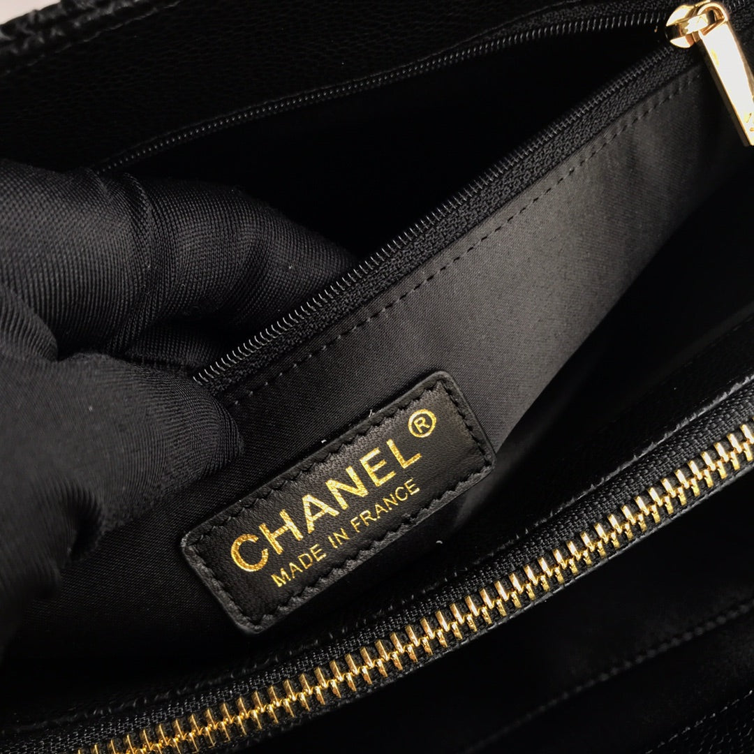 cha tote bag black caviar gold hardwre 50995