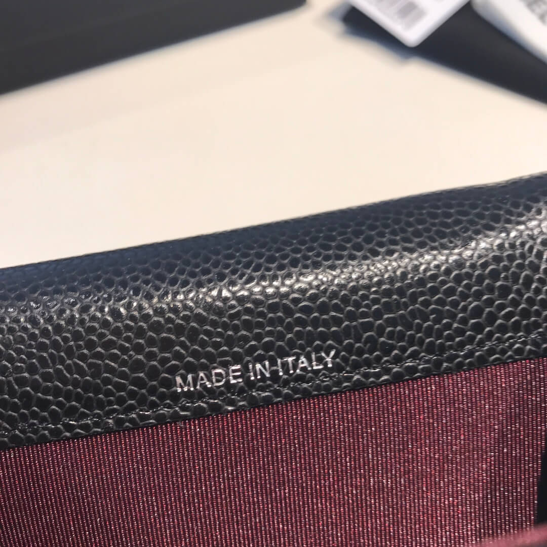 cha wallet caviar leather silver calsp black free shipping