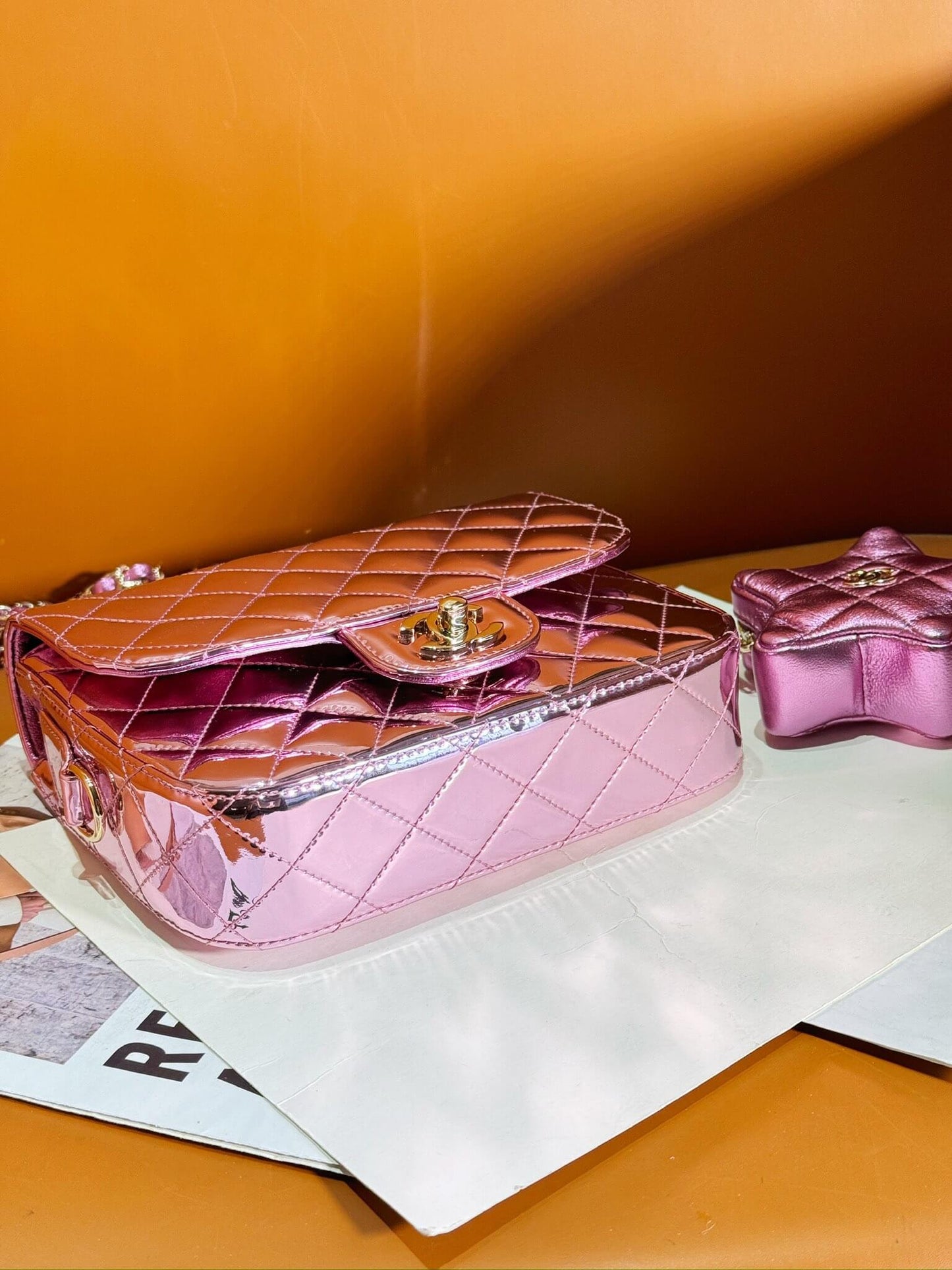 cha mini flap bag star coin purse as4647 purple