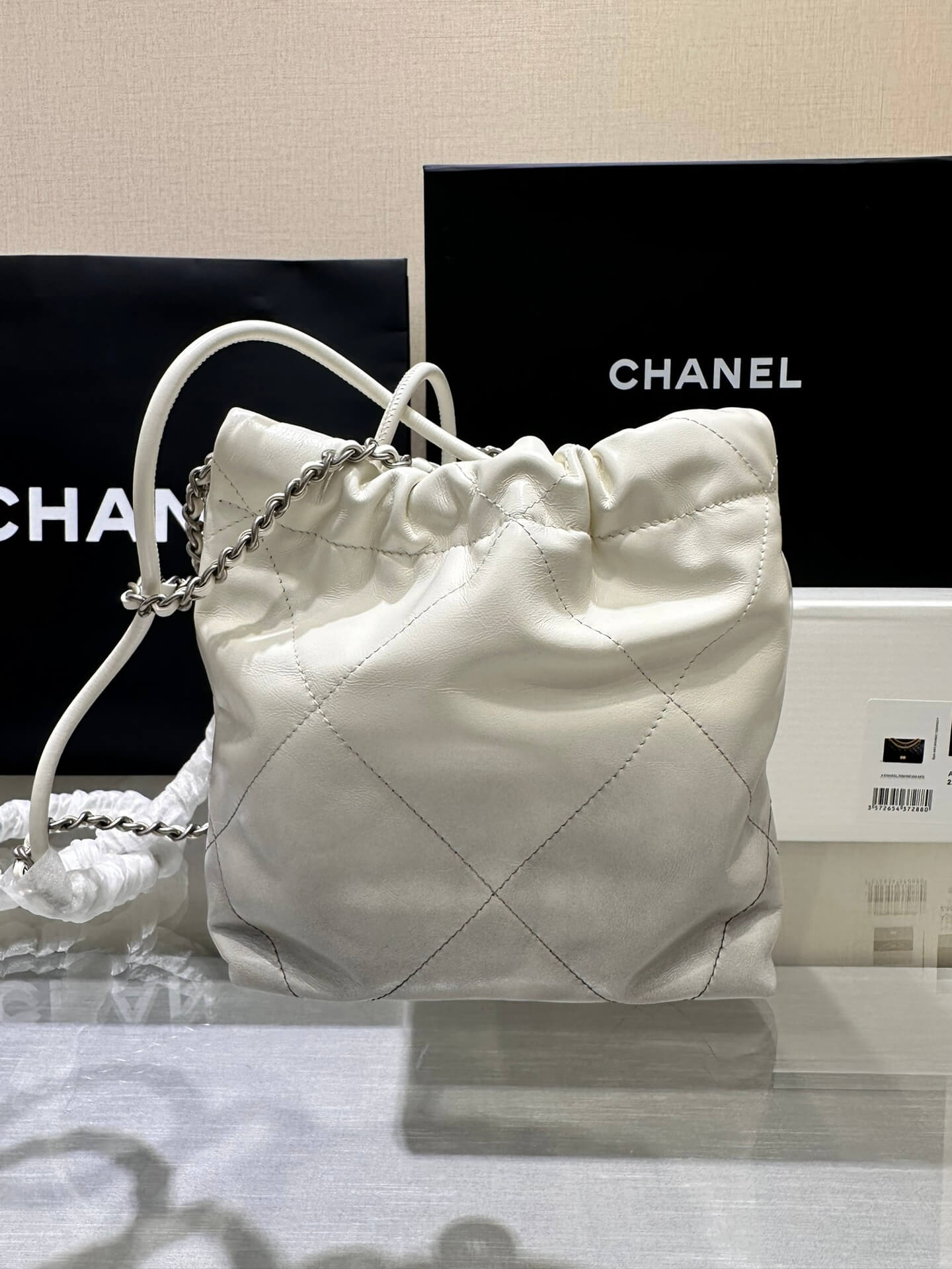 cha mini 22 bags as3980 white silver