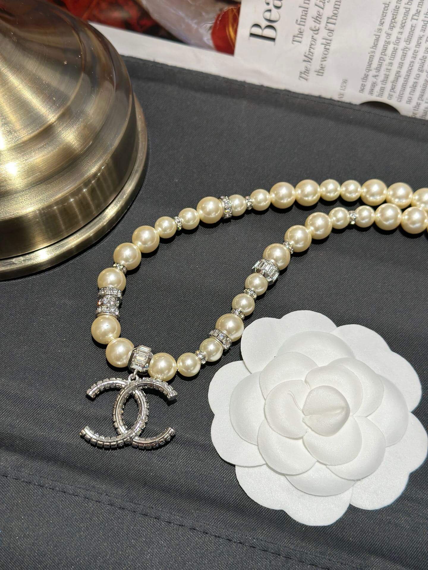 chanel fashion versatile double c pendant pearl necklace xlc24