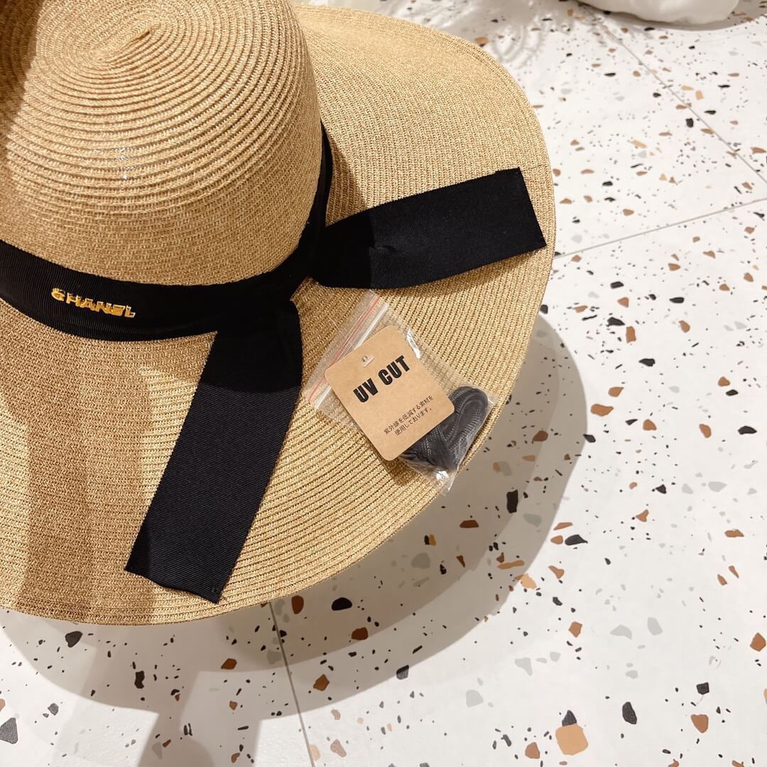 chanels new big brim straw hat mz13168a3