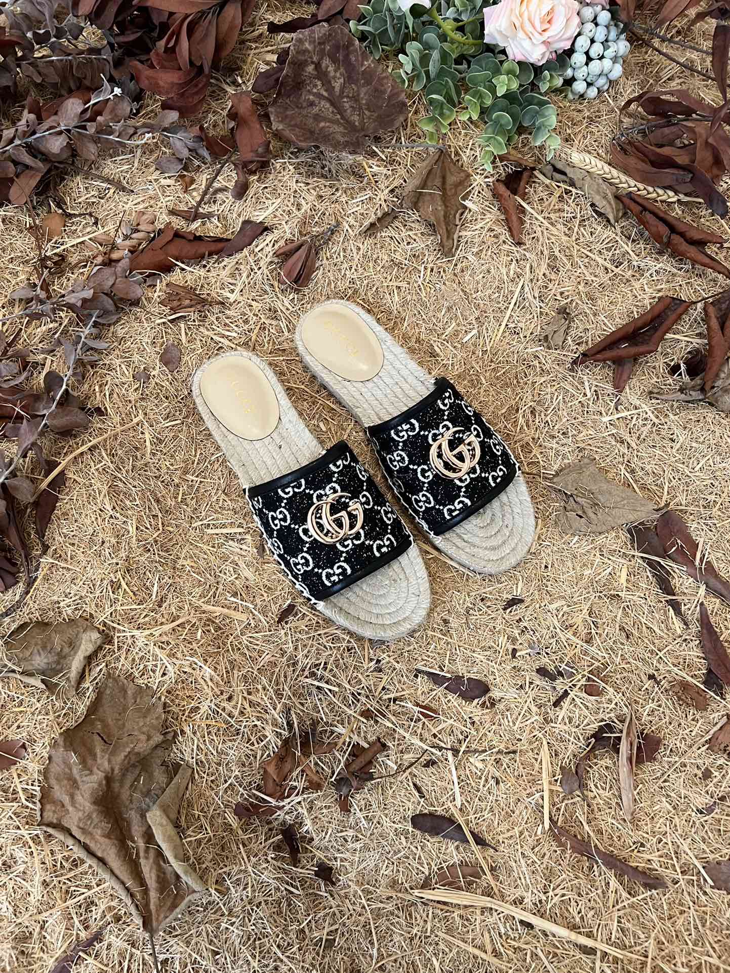 2022 new gg marmont slides slippers black 2 starboard flat canvas sandals