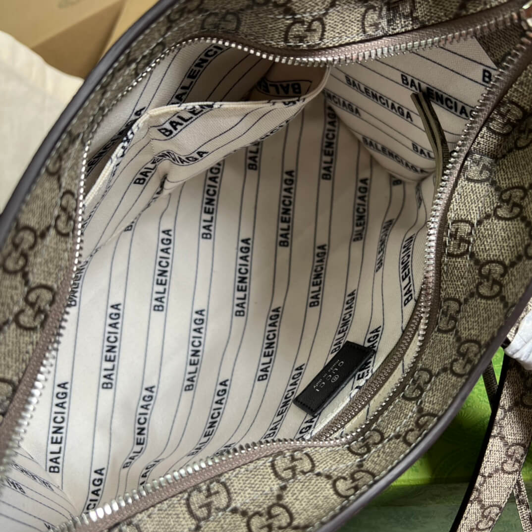 gg 681690 shoulder bag handbag leather pvc grey