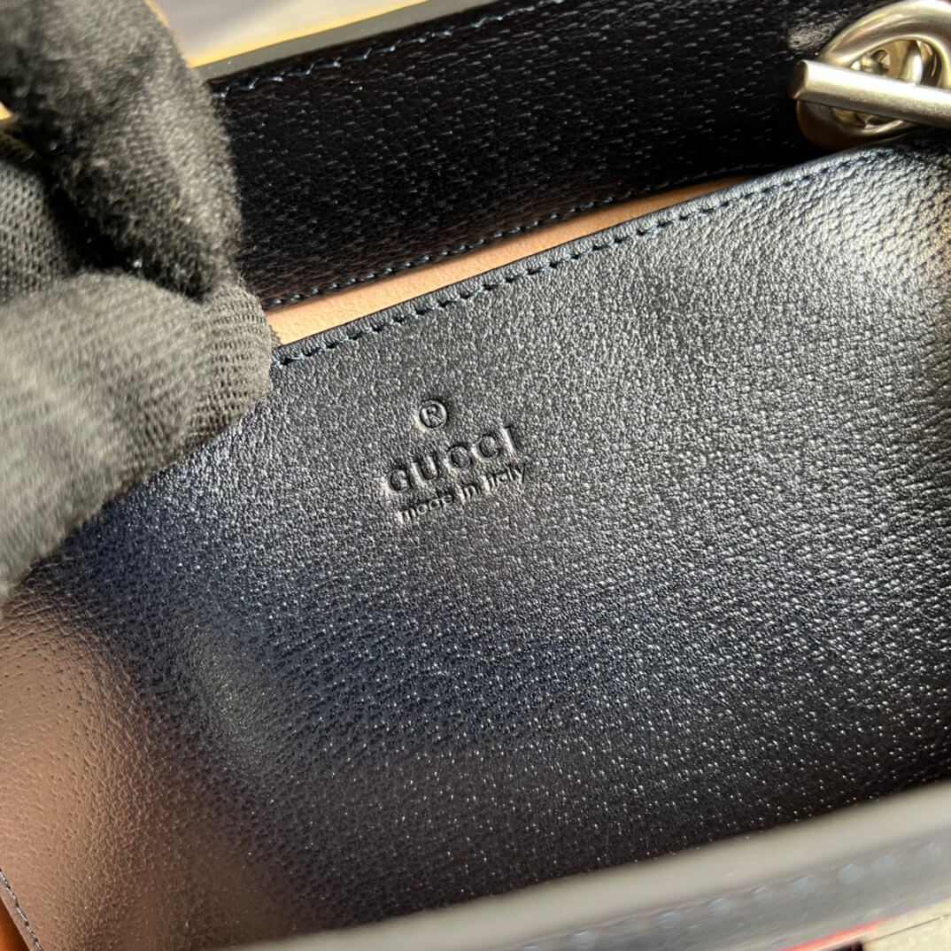 gucci padlock chain small bag black blue pvc silver hardware