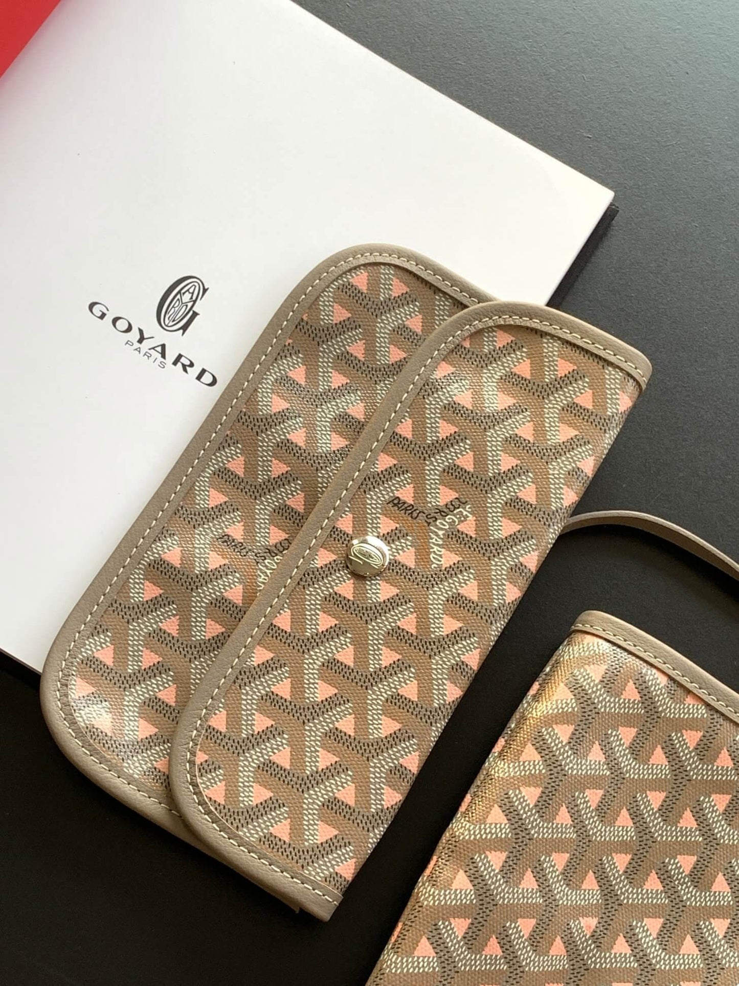 goyard gm size tote handbag 020144 grey pink