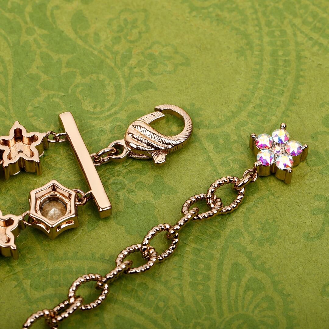 gucci personalized fashion flower full diamond double necklace xl13168a14