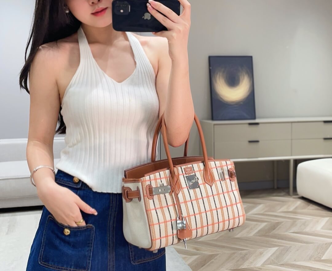 HM Birkin 29 handmade shoulder bag brown QWE255142