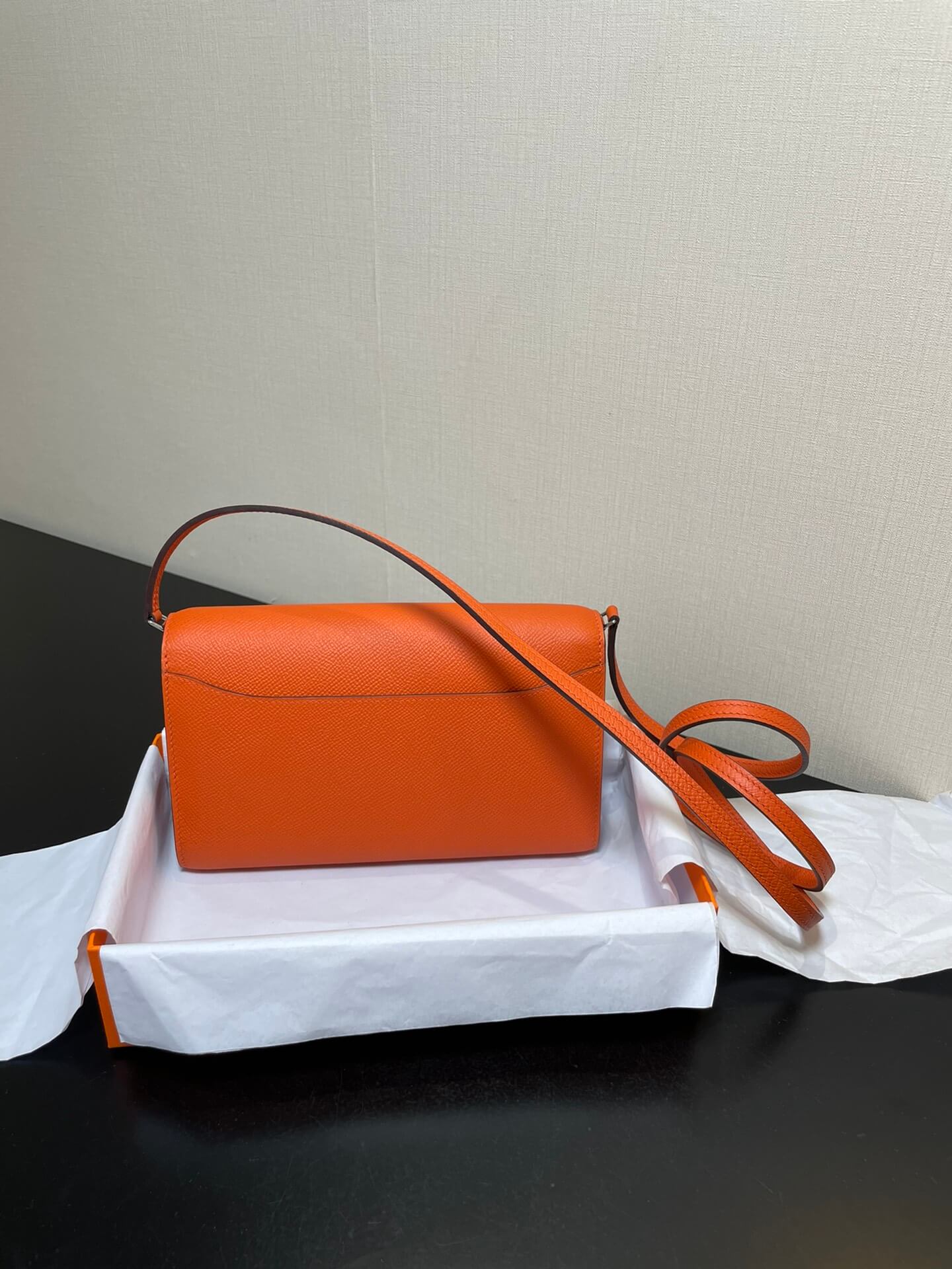 hm constance to go silver orange epsom crossbody bag e7098875