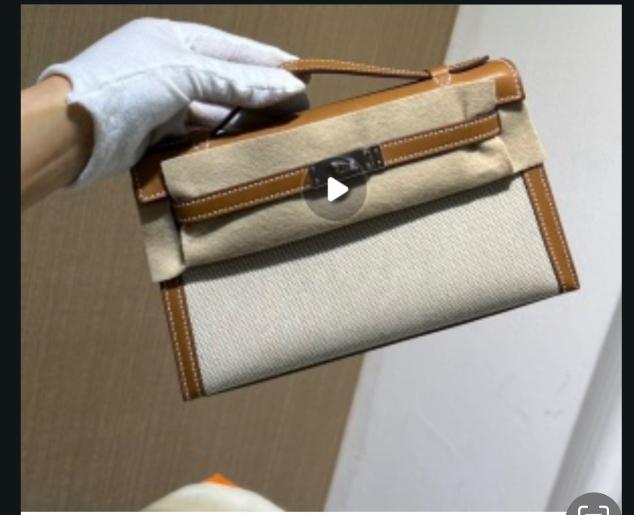 HM Mini Kelly Handbag white brown handmade Silver W005