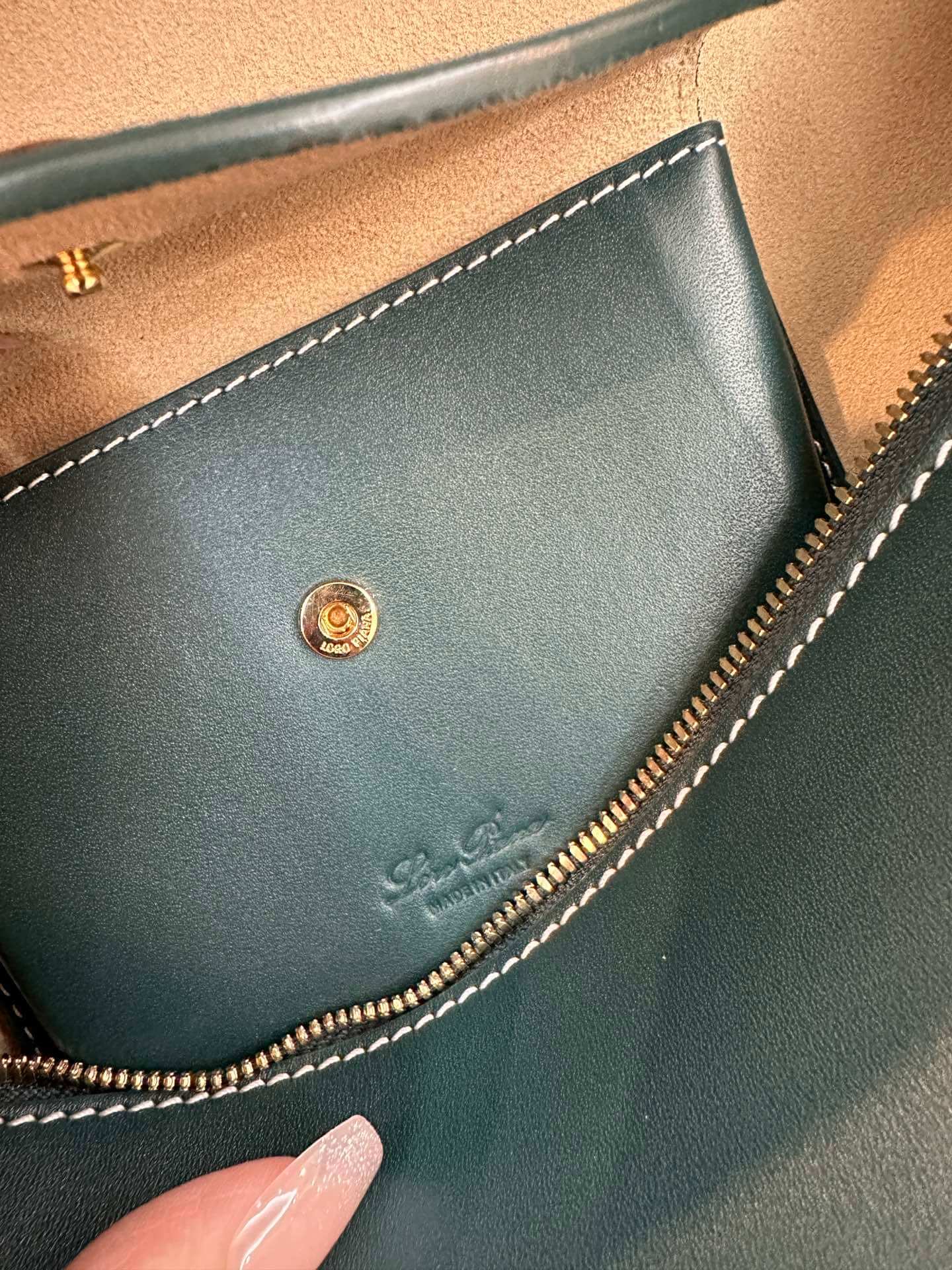 loro piana extra bag l27 smooth calfskin fan3462 dark green