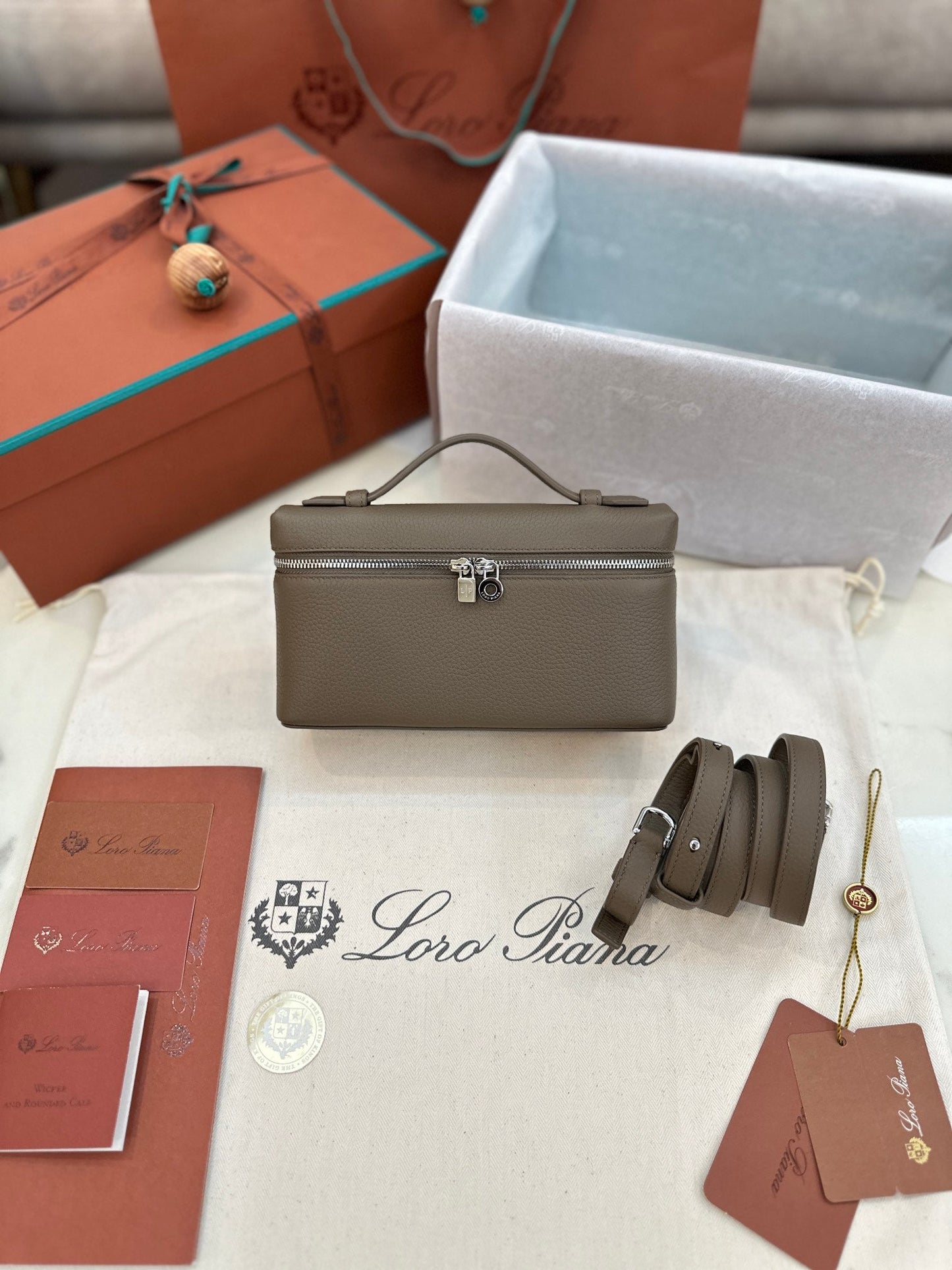 loro piana extra poket l19 elephant grey silver hardware