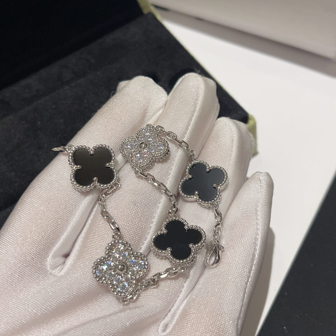 lucky four leaf grass pull set diamond light luxury bracelet slfb015c05