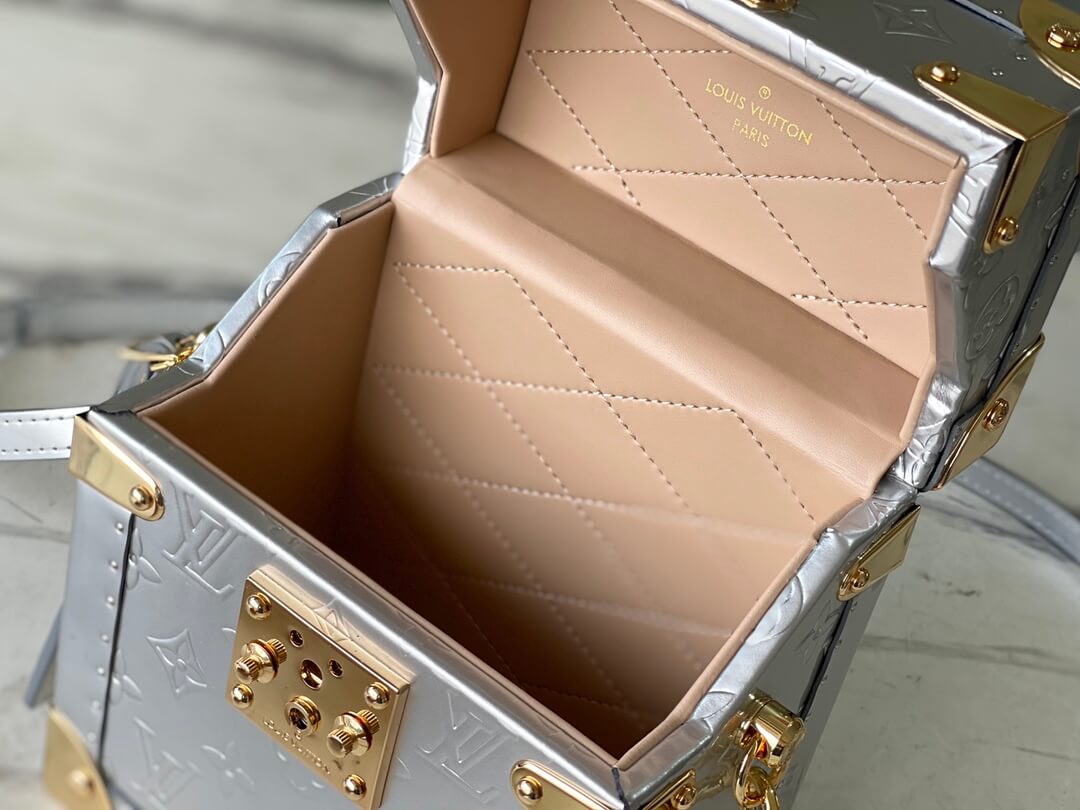 m10115 camera box silver monogram 20cm cowhide real leather