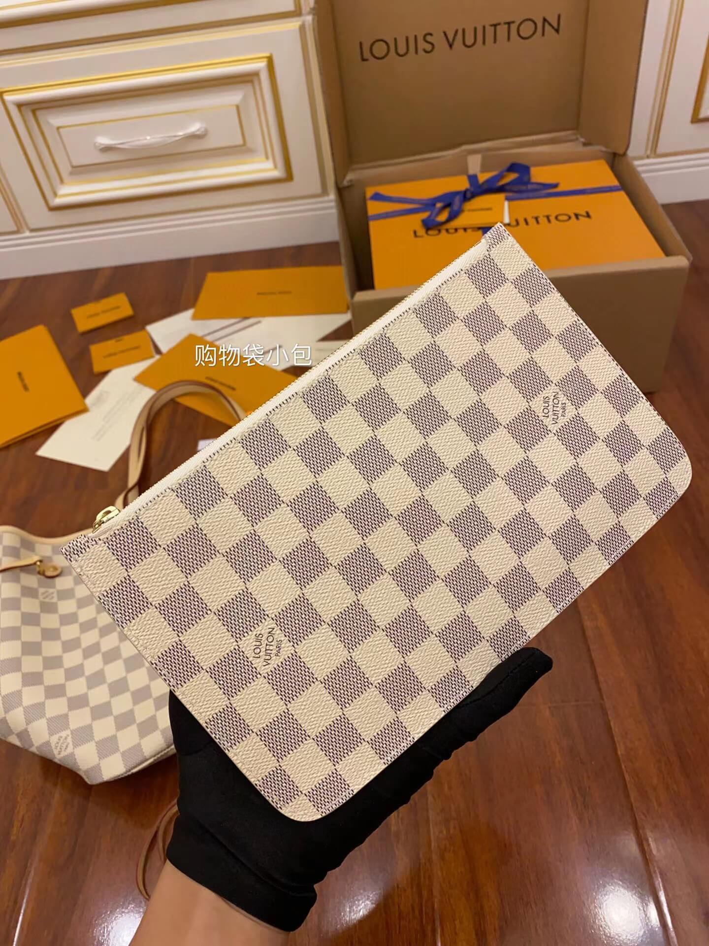 n41358 neverfull mm cherry damier ebene white pink inside original quality