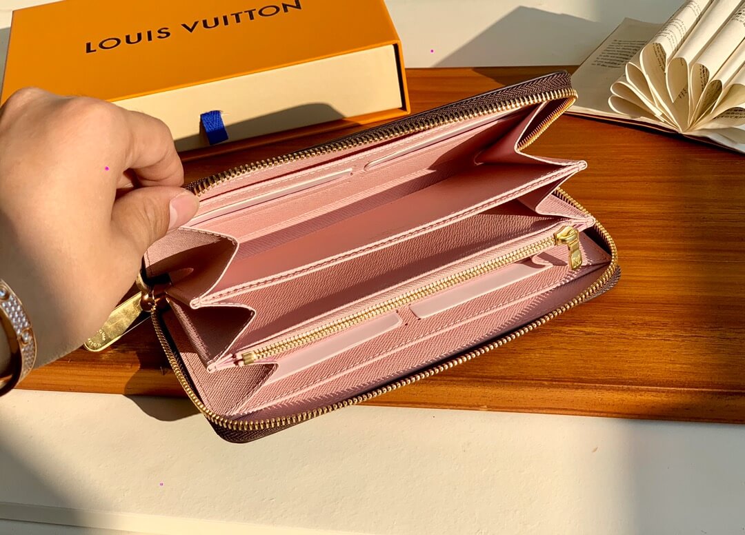 m41894 zippy wallet pink monogram clutch bag women purse free shipping