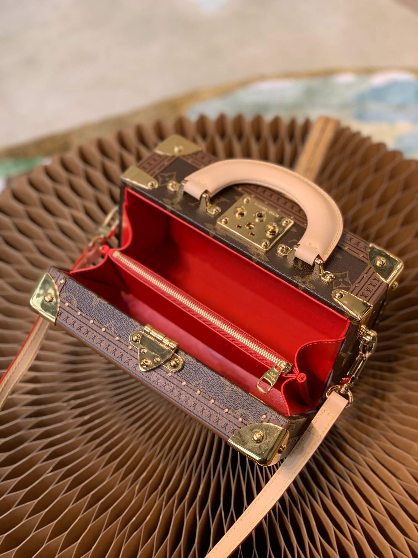 m45673 valisette tresor box bag brown monogram 22 5cm