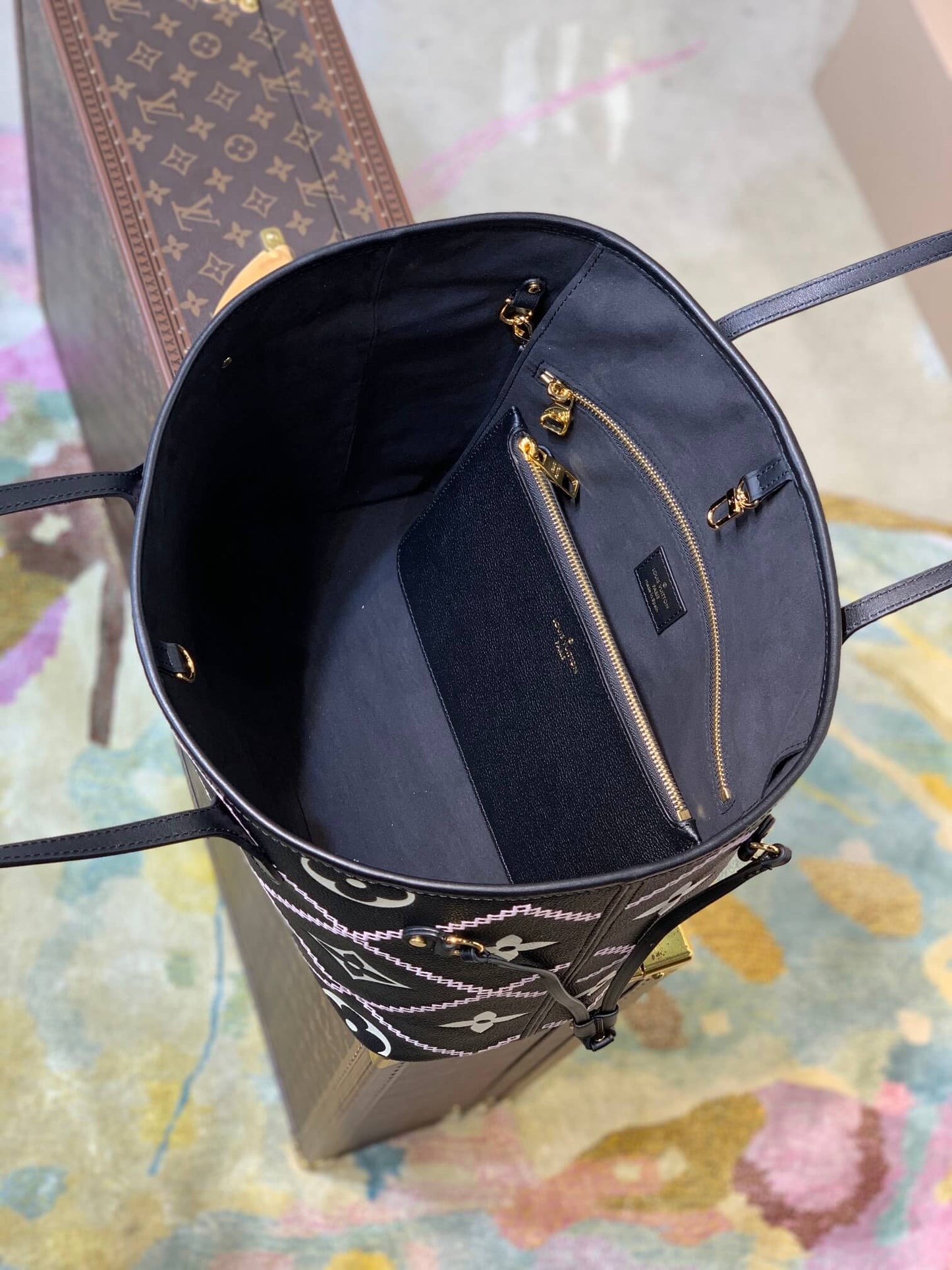 m46040 neverfull mm monogram malletage empreinte black tote handbag