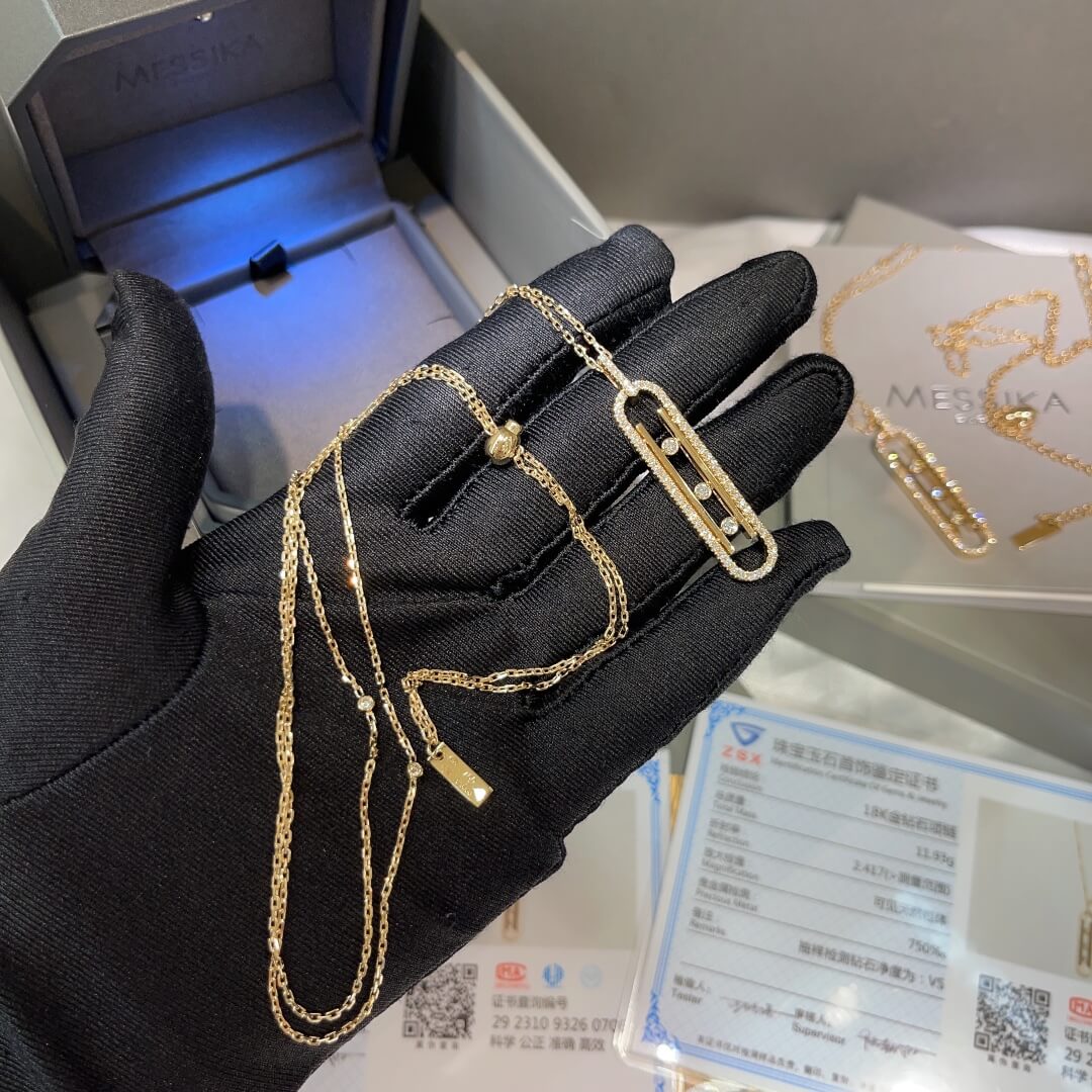 mccarthy three diamond smart full diamond rose gold premium necklace xlc35