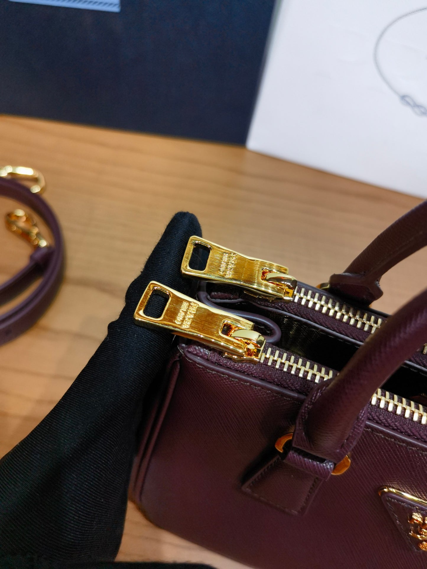 PRA New Mini Gallery Handbag Crossbags 1BA916 Wine Red Maroon