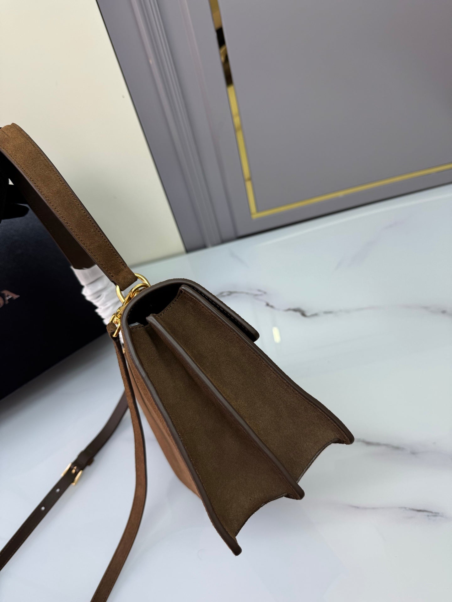 PRA New product runway style suede frosted leather 1BN023 Brown