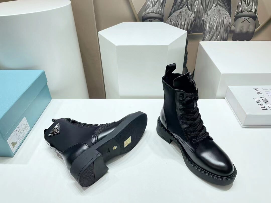 pra 1t782m brushed leather and re nylon boots black