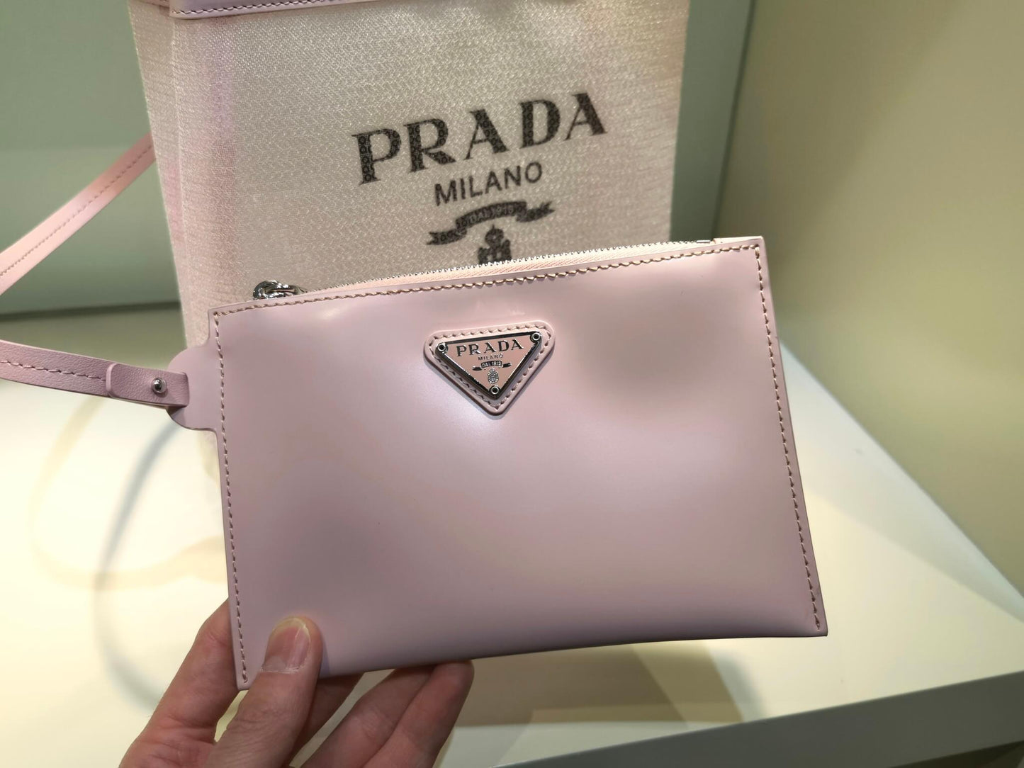 pra small shiny grid mesh tote bag pink 1bg417