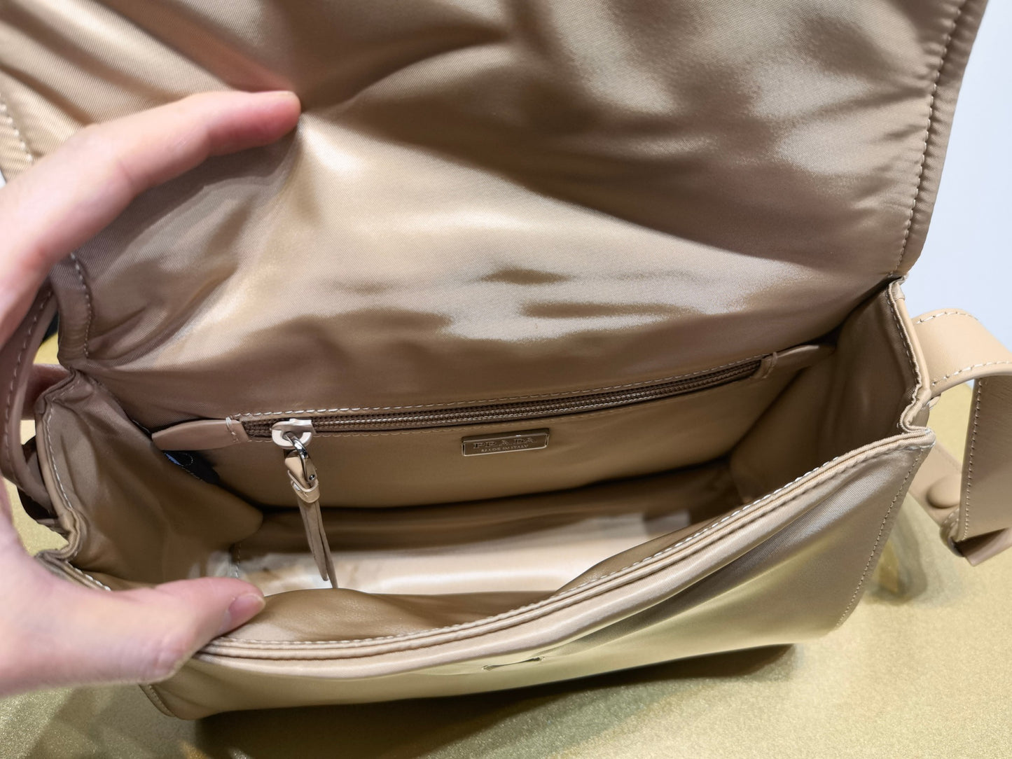 PRADA New Mini 23cm Nylon Lined Postman Bag 1BD313 Brown