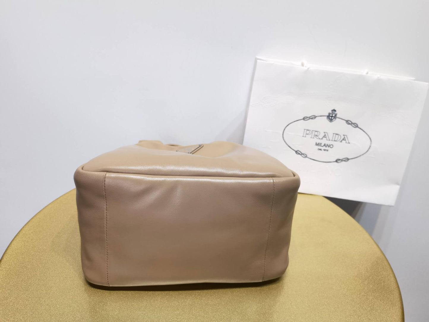 pra medium padded prada soft nappa leather bag 1bg413 desert beige