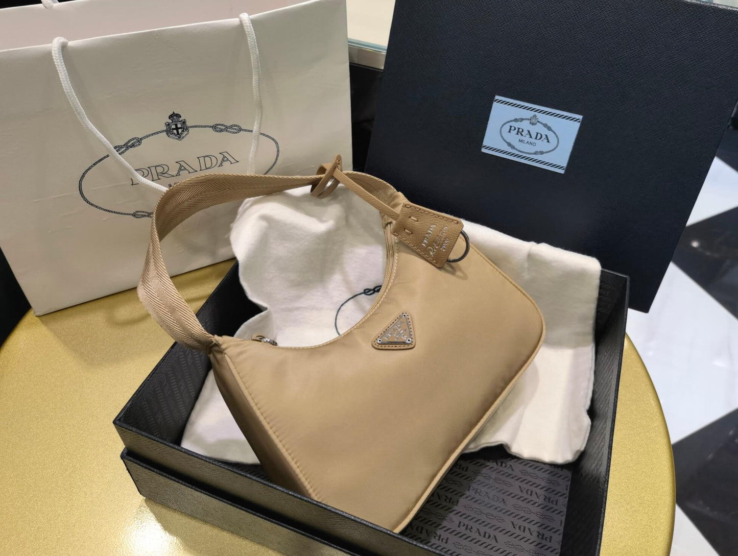 pra re nylon prada re edition 2000 mini bag axillary pouch 1ne515 apricot