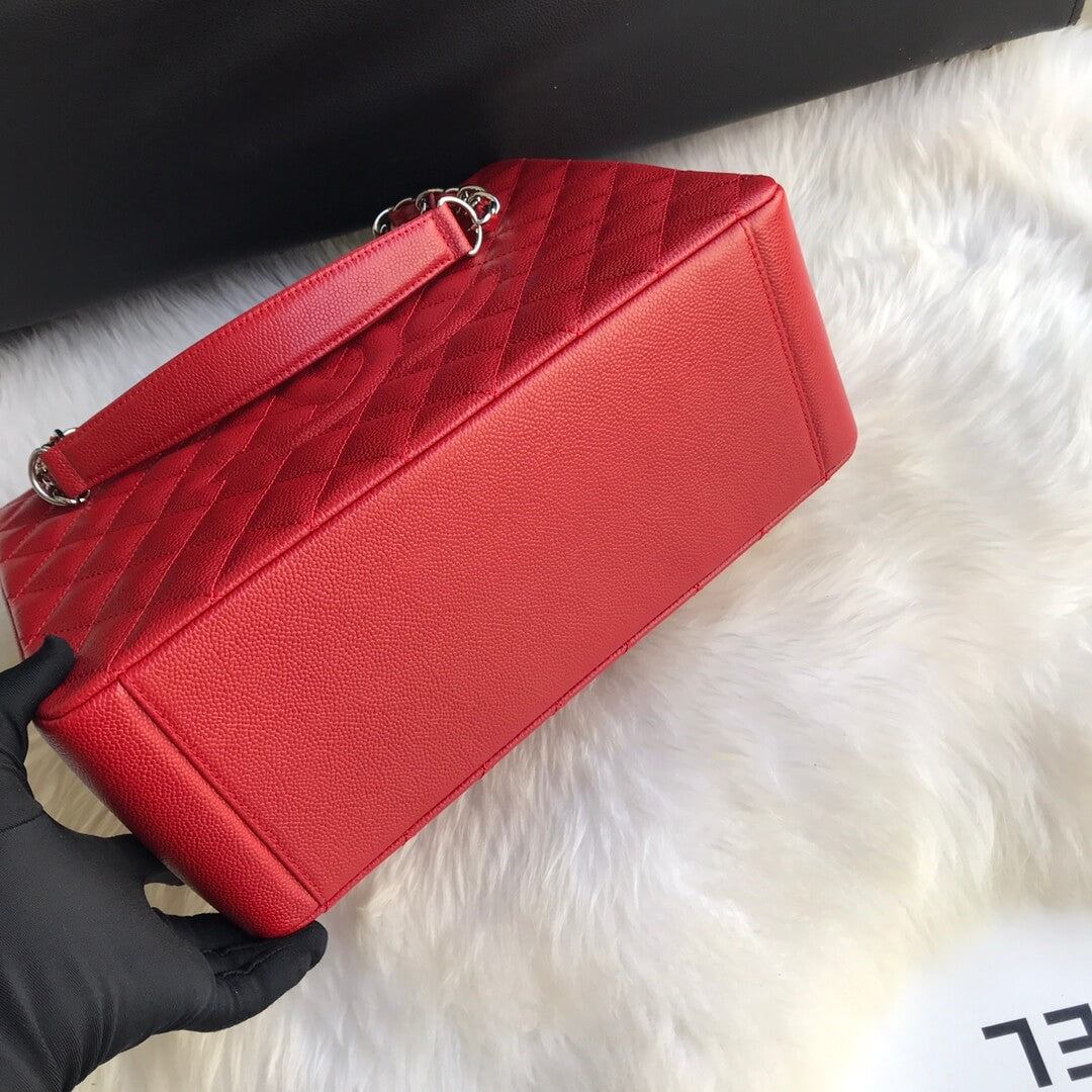 cha tote bag red caviar silver hardwre 50995