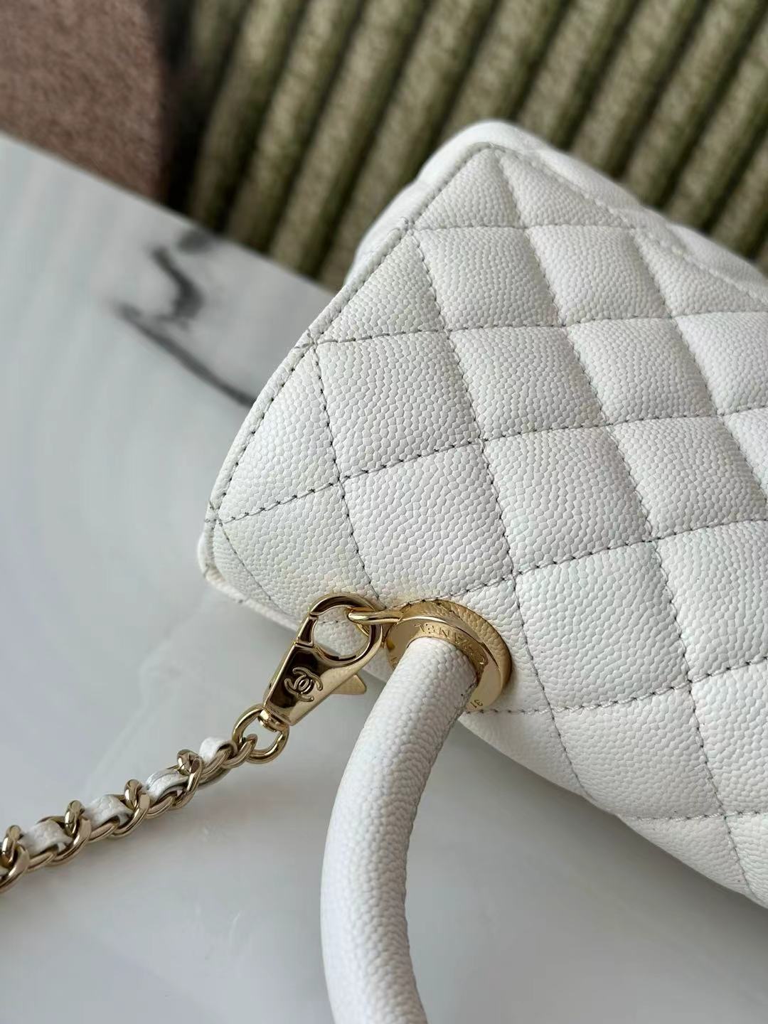 CHA Coco Handle Flap handbag white