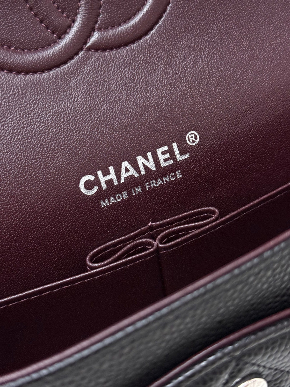 Chanel Classic Flap Bag Black Grained Calfskin Silver Hardware AS1113