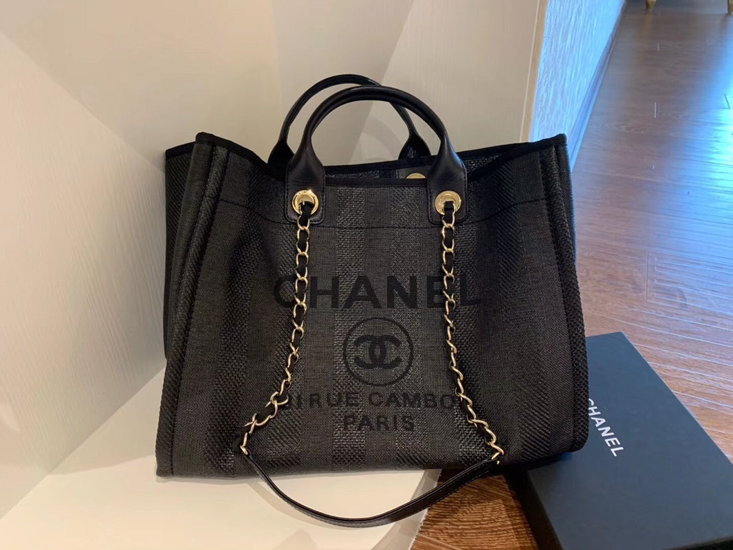 cha beach bag tote bag for summer weaving and knitting black leather