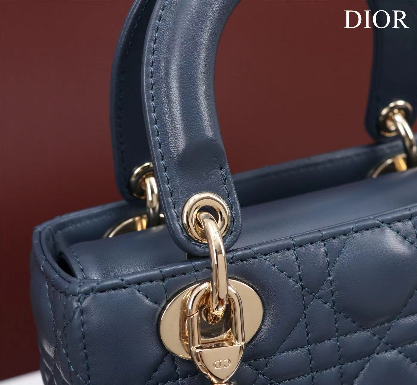 Small Lady Dior My ABCDior Bag Deep Ocean Blue Cannage Lambskin M66B