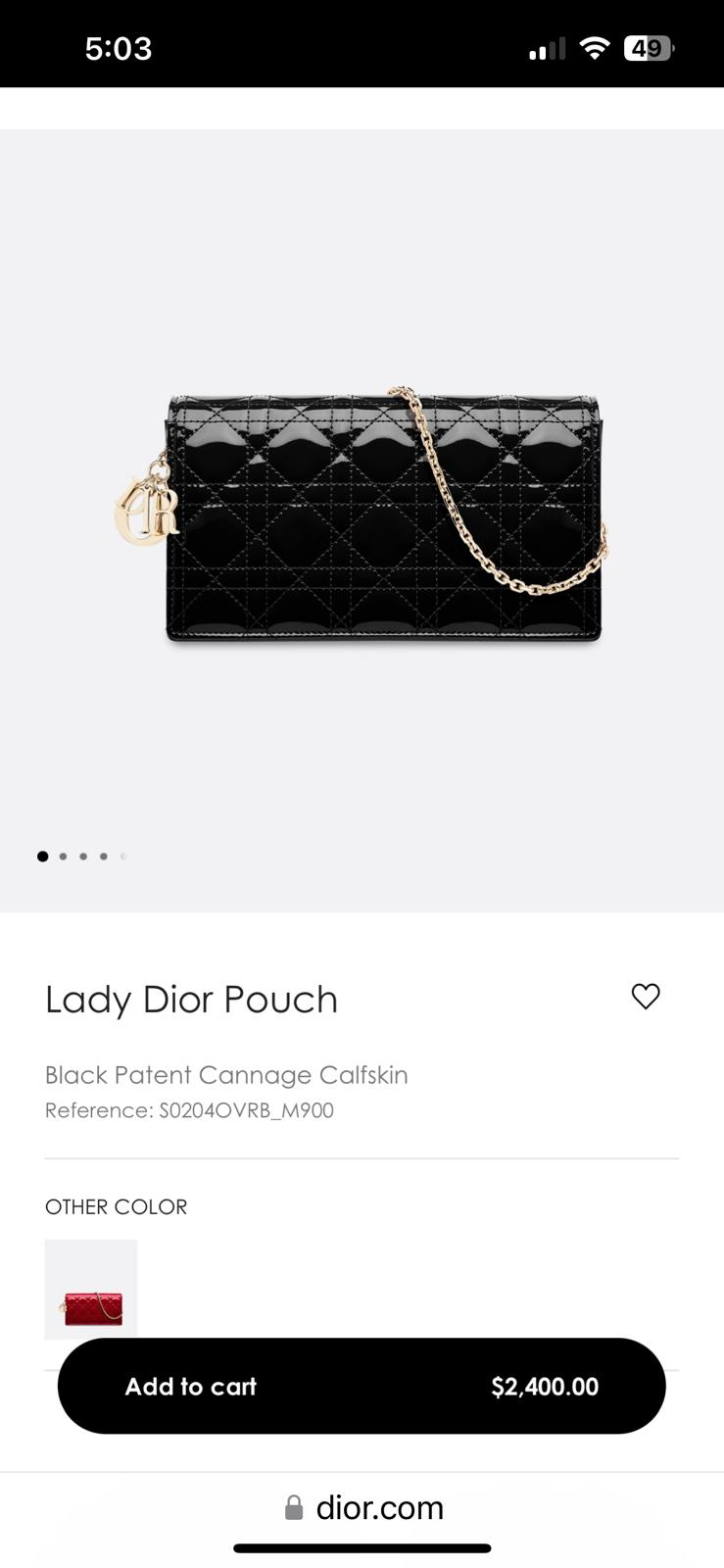 lady dior pouch black patent cannage calfskin s0204